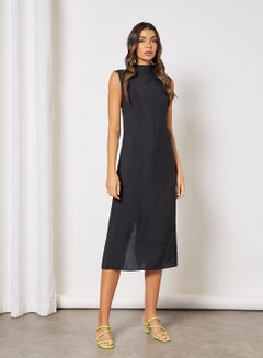 Buy Sleeveless Midi Dress Black in UAE