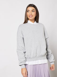 Buy Oversized Sweatshirt Light Grey in UAE