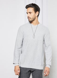 Buy Knit V-Neck Sweater Grey in UAE