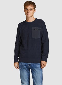 Buy Single Pocket Sweater Navy in Saudi Arabia