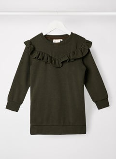 Buy Kids/Teen Ruffle Detail Sweat Dress Green in Egypt