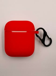 Buy Protective Case Cover For AirPods With Carabiner Red in UAE