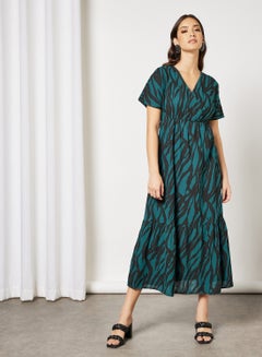 Buy Abstract Maxi Dress Dark Teal in UAE
