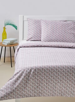 Buy Duvet Cover Set - With 1 Duvet Cover 200X200 Cm And 2 Pillow Cover 50X75 Cm - 100% Cotton Adhira Percale Rotary Print - 144 Thread Count Cotton Purple/Red Queen in Saudi Arabia