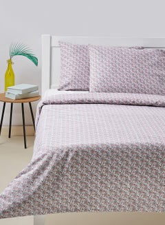 Buy Duvet Cover Set With Pillow Cover 50X75 Cm, Comforter 160X200 Cm - 100% Cotton Adhira Percale Rotary Print - 144 Thread Count Cotton Purple/Red Twin in Saudi Arabia