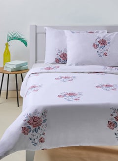 Buy Duvet Cover Set With Pillow Cover 50X75 Cm, Comforter 160X200 Cm - 100% Cotton Caroline Percale Rotary Print - 144 Thread Count Cotton White/Red/Blue Twin in Saudi Arabia