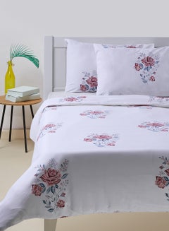 Buy Duvet Cover Set - With 1 Duvet Cover 200X200 Cm And 2 Pillow Cover 50X75 Cm - 100% Cotton Caroline Percale Rotary Print - 144 Thread Count Cotton White/Red/Blue Queen in Saudi Arabia