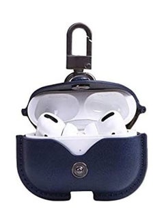 Buy Leather Case with Carabiner Clip Compatible with Apple AirPods 3rd GEN 2021 Navy Blue in Saudi Arabia