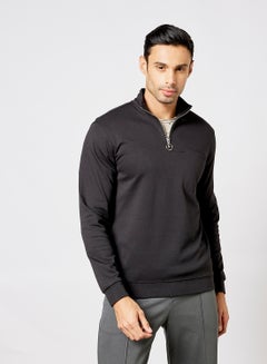 Buy Basic Quarter-Zip Sweatshirt Black in Saudi Arabia