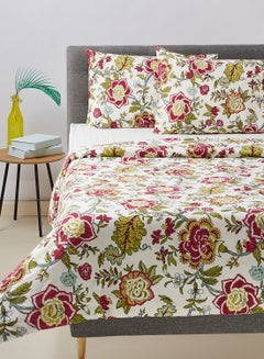 Buy Duvet Cover Set - With 1 Duvet Cover 200X200 Cm And 2 Pillow Cover 50X75 Cm - 100% Cotton Abigail Percale Print Garnet - 180 Thread Count White/Cherry Red Queen in Saudi Arabia