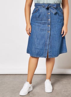 Buy Plus Size High-Waist Denim Skirt Mid Denim in Saudi Arabia