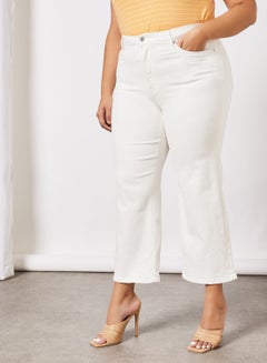 Buy Plus Size Cropped Jeans White in Saudi Arabia