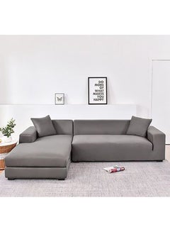Buy L-shaped Sofa Cover Set Grey in UAE
