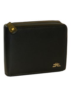 Buy Genuine Leather Designer Wallet With Zipper Black in UAE