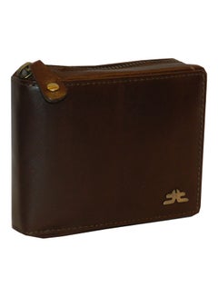 Buy Genuine Leather Designer Wallet With Zipper Dark Brown in UAE