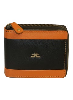 Buy Genuine Leather Designer Wallet With Zipper Black in UAE