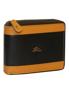 Buy Genuine Leather Designer Wallet With Zipper Black in UAE