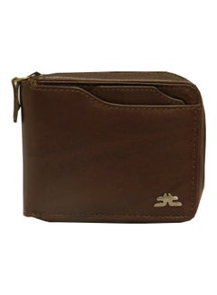 Buy Genuine Leather Designer Wallet With Zipper Dark Brown in UAE