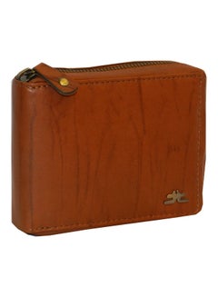 Buy Genuine Leather Designer Wallet With Zipper Rust in UAE