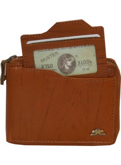 Buy Genuine Leather Designer Wallet With Zipper Rust in UAE