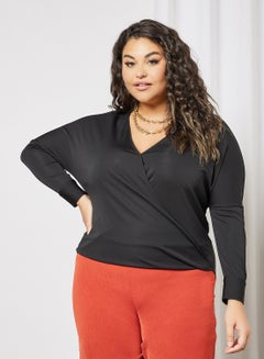 Buy Plus Size Wrap T-Shirt Black in UAE