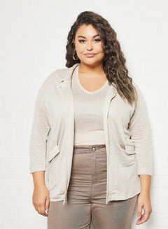 Buy Plus Size Linen Jacket Beige in Saudi Arabia