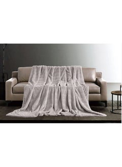 Buy 2 Ply King Size Blanket Fur Grey 220x240cm in Saudi Arabia