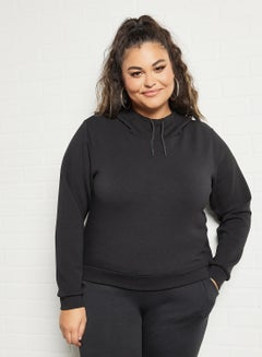 Buy Plus Size Basic Hoodie Black in Saudi Arabia