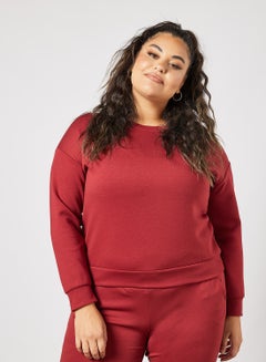 Buy Plus Size Basic Sweatshirt Red in Saudi Arabia