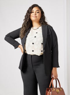 Buy Plus Size Plain Blazer Black in Saudi Arabia