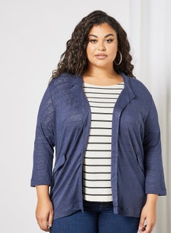 Buy Plus Size Linen Jacket Navy in UAE