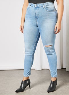 Buy Plus Size High Rise Skinny Jeans Blue in UAE