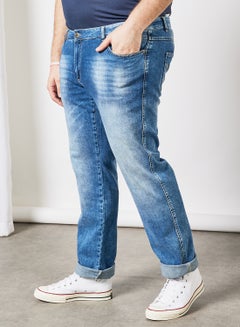 Buy Plus Size Ringo Regular Fit Washed Jeans Blue in UAE