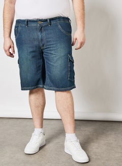 Buy Plus Size Denim Shorts Blue in UAE