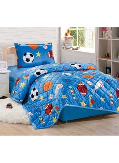 Buy 3 Pcs Single Size Kids All Season Reversible Soft Velvet Flannel Comforter Set Polyester Multicolour 150 X 200cm in Saudi Arabia