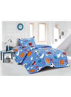 Buy 3 Pcs Single Size Kids All Season Reversible Soft Velvet Flannel Comforter Set Polyester Multicolour 160 X 210cm in Saudi Arabia