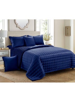 Buy 4 Pcs Single Size Soft Cozy Velvet Sherpa Fleece Reversible Winter Comforter Set polyester Blue 160 X 210cm in Saudi Arabia