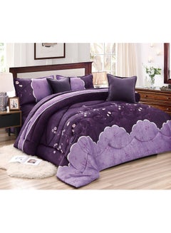 Buy 4 Pcs Single Size Soft, Warm And Fluffy Winter Velvet Fur Comforter Set Polyester Purple 180 X 220cm in Saudi Arabia