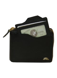 Buy Genuine Leather Designer Wallet With Zipper Black in UAE