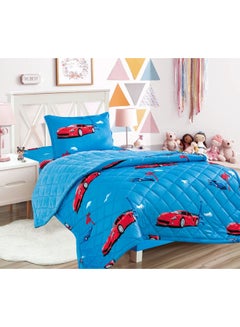 Buy 3 Pcs Single Size Kids Winter Soft Velvet Flannel Sherpa Fleece Comforter polyester Blue 160 X 210cm in Saudi Arabia