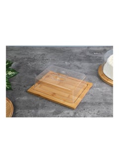 Buy Bamboo Rectangle Cheese Dome Natural 25x21x5cmcm in UAE