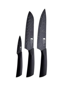 Buy 3-Piece Stainless Steel Knife Set Black in UAE
