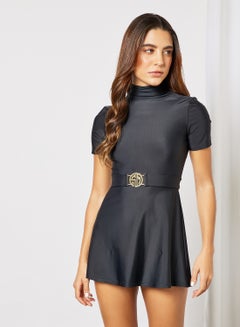 Buy Detachable Belt Dress Black in Saudi Arabia