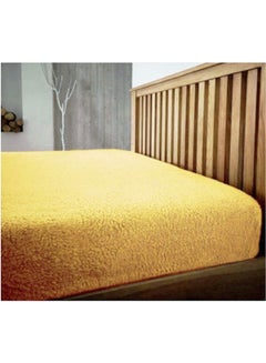 Buy Winter Bed Blanket Fitted Fleece Fur Yellow 200x200x30cm in Egypt