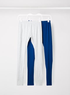 Buy Women's Pack of 2 FreeSize Stretchable Ankle Length Cotton  Slim Fit leggings Grey Melange/Navy in Saudi Arabia