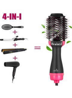 Buy 4 In 1 Electric Professional Hot Air Straight Curling Hair Dryer Comb Black/Pink 34x7.5x5.5cm in Saudi Arabia