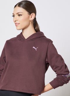 Buy Cyber Cropped Hoodie Brown in UAE