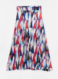 Buy Casual Stylish Printed Midi Skirt With Ruffles Multi Print in Saudi Arabia