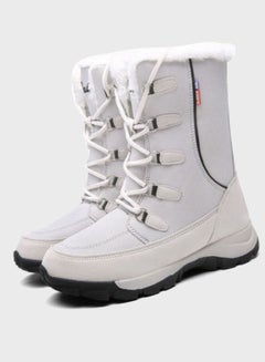 Buy Lace-Up Detail Ankle Boots White in Saudi Arabia