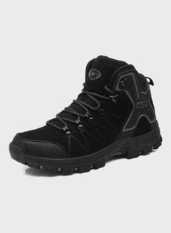Buy Outdoor Lace-Up Hiking Shoes Black in Saudi Arabia